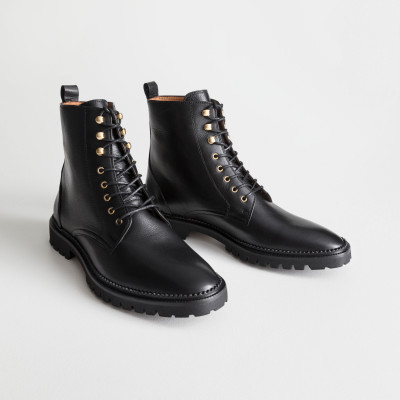 Lace-Up Leather Boots