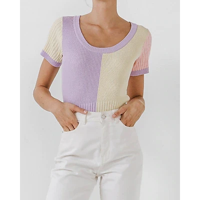English Factory Color Blocked Sweater Top