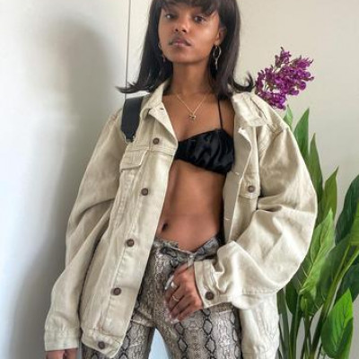 Western Denim Jacket Beige