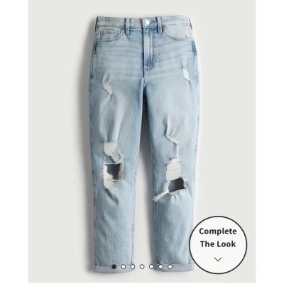 ULTRA HIGH-RISE RIPPED LIGHT WASH MOM JEANS