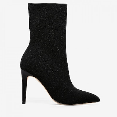 Pointed Toe Sock Boots Black Womens