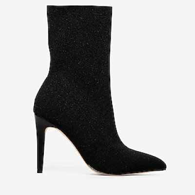 Pointed Toe Sock Boots Black Womens 6