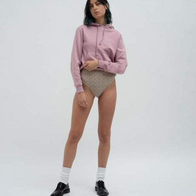 Womens shrunken hoodie mauve
