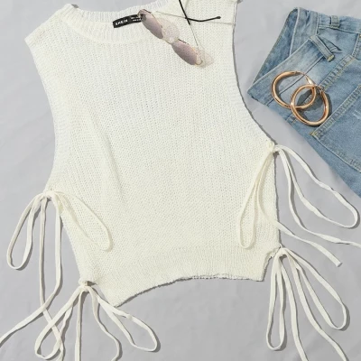 Tie Side Solid Knit Top