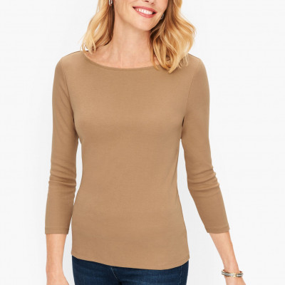 Cotton Bateau Neck Tee