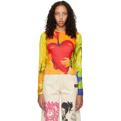 Multicolor Fire Heart Long Sleeve T-Shirt