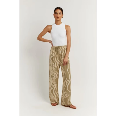 DAYTON GREEN SWIRL DRAWSTRING PANT