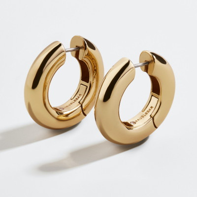 Dalilah Small Tube Huggie Hoops - Gold