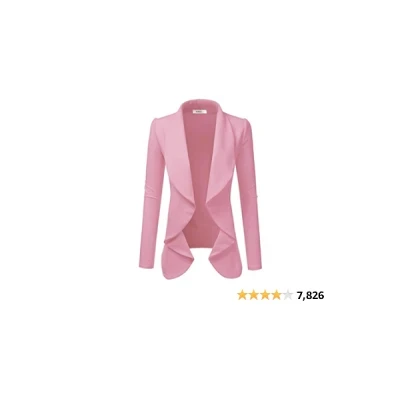 DOUBLJU Classic Draped Open Front Long Sleeve Business Casual Work Deconstructed Blazer Jackets for Womens with Plus