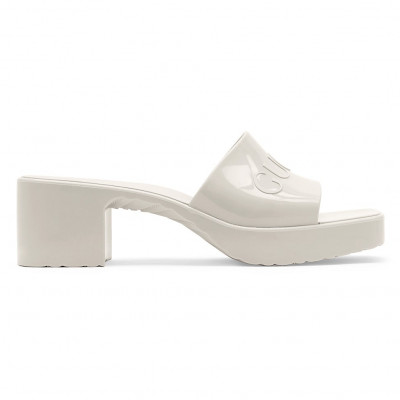 Gucci Womens Womens Rubber Slide Sandals - Mystic White - Size 35 (5)