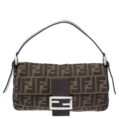Fendi Brown Zucca Canvas and Leather Mama Baguette Shoulder Bag