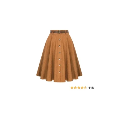Belle Poque Women's Knee Length Corduroy Skirt