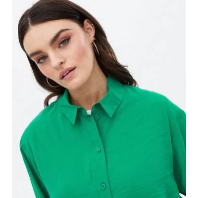 Green Long Sleeve Oversized Shirt New Look