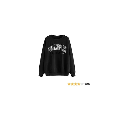 MakeMeChic Women's Graphic Letter Print Round Neck Long Sleeve Sweatshirt Pullover Tops