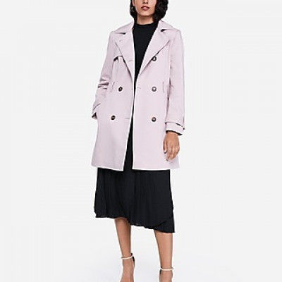 Classic Double Breasted Trench Coat Pink Womens
