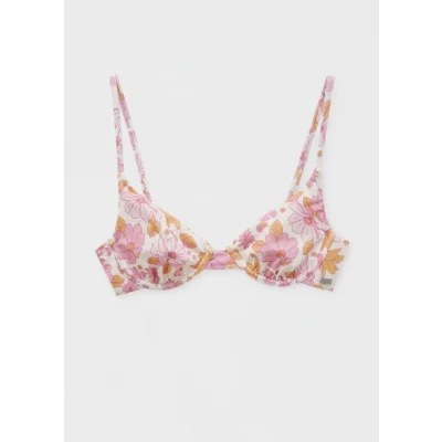 Floral balconette bikini top - recycled polyester