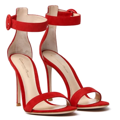 Gianvito Rossi Portofino 105 Red Suede Sandal