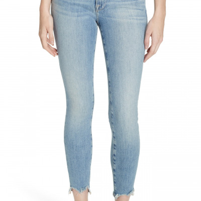 Womens Frame Le High Chew Hem Ankle Skinny Jeans,- Blue