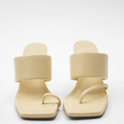 Heeled Leather Sandals With Padded Strap