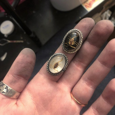 Golden Scorpion Sterling Silver Ring