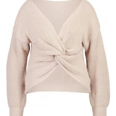 Plus Twist Front Knitted Sweater