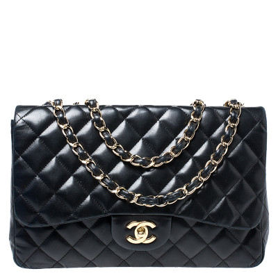 Chanel Black Quiltedeather Jumbo Classic Single Flap Bag