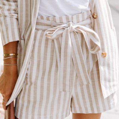 Thousand Palms Cotton Pocketed Striped Shorts