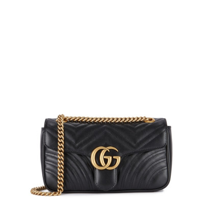 Gucci GG Marmont Small Black Leather Shoulder Bag