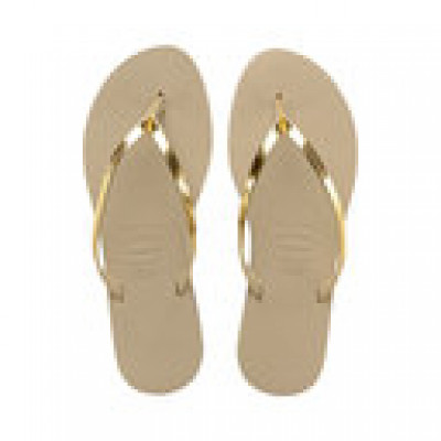 Women's You Metallic Flip Flops Sand Grey/Light Golden