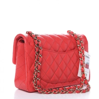 CHANEL Caviar Quilted Small Double Flap Red