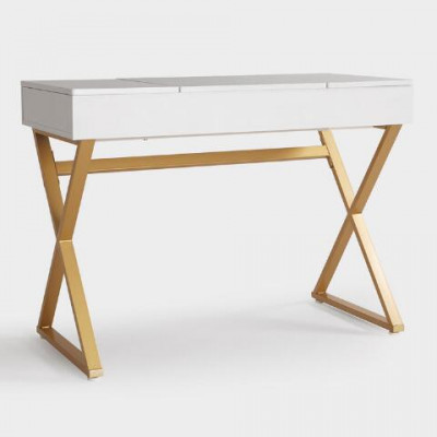 White Wood And Metal Mara Vanity Desk
