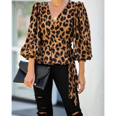 SCOUT LEOPARD WRAP BLOUSE