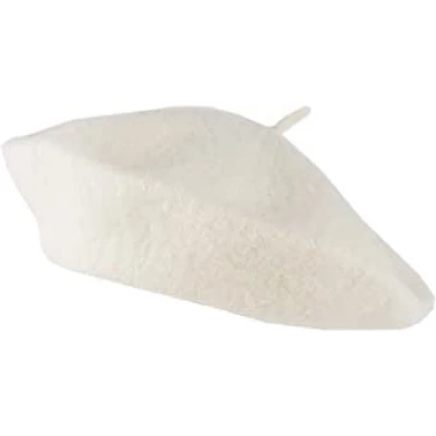 Wool Blend French Beret for Men and Women in Plain Colours (Off White)