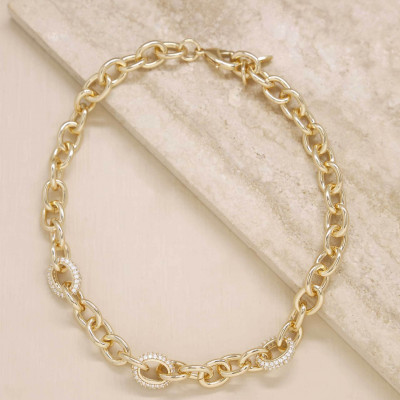 Sparkle and Show Off 18k Gold Plated Chain Link Necklace