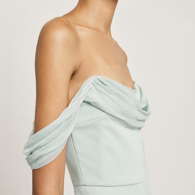 Sea Green Liquid Cady Cropped Fitted Jumpsuit