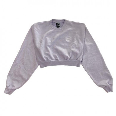 Embroidered Wavy Cropped Sweatshirt - Lilac