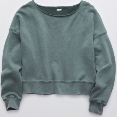 Aerie Sandy Fleece Sweatshirt Womens Royal Palm XXS