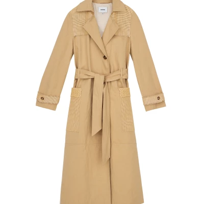 Fabric block trench coat - Sand
