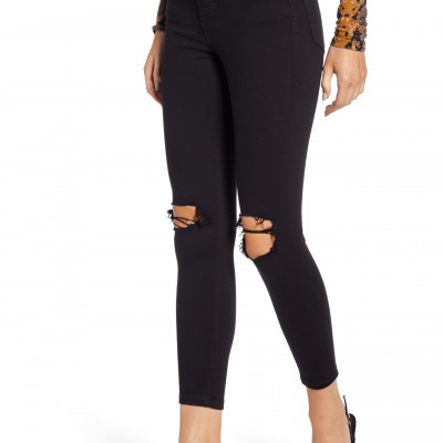 Petite Womens Topshop Jamie High Waist Ripped Skinny Jeans