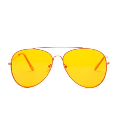 Premium Neon Metal Aviator Sunglasses - Orange - FOREVER 21