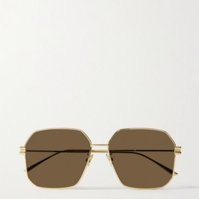 Bottega Veneta - Hexagon-frame Gold-tone Sunglasses - one