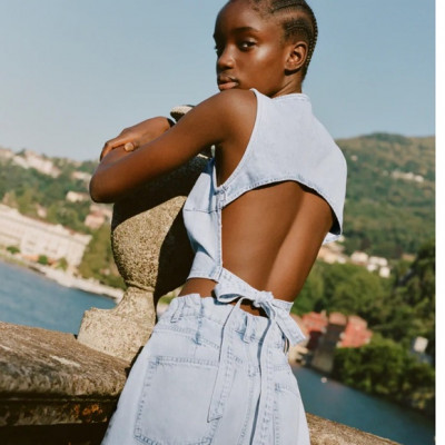 Zara Denim Cut Out Top TRF