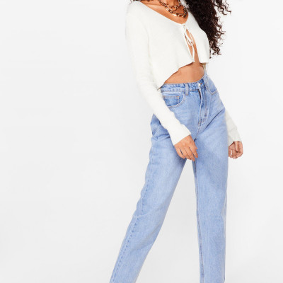 Womens Clean Light Wash Mom Jeans - Blue - 6, Blue