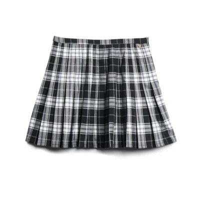Check Pleated Mini Skirt