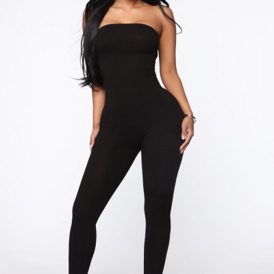 Jumping Through Hoops Ribbed Jumpsuit - Black