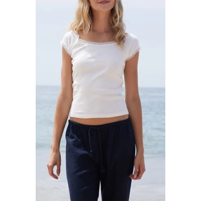 John Galt White Larissa Lace Top | PacSun