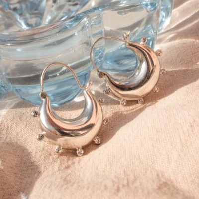 Studded Mini Martina Hoops- Gold