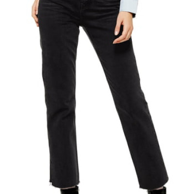 Womens Topshop High Waist Split Hem Straight Leg Jeans