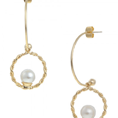 Indra Gold Pearl Earrings