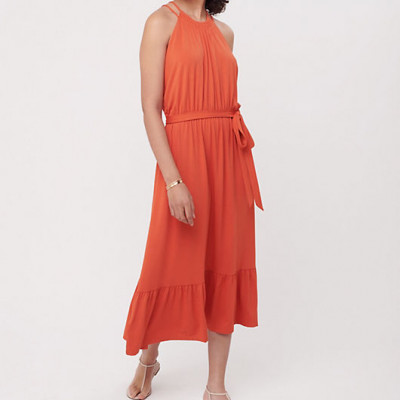 Loft Flounce Halter Midi Dress